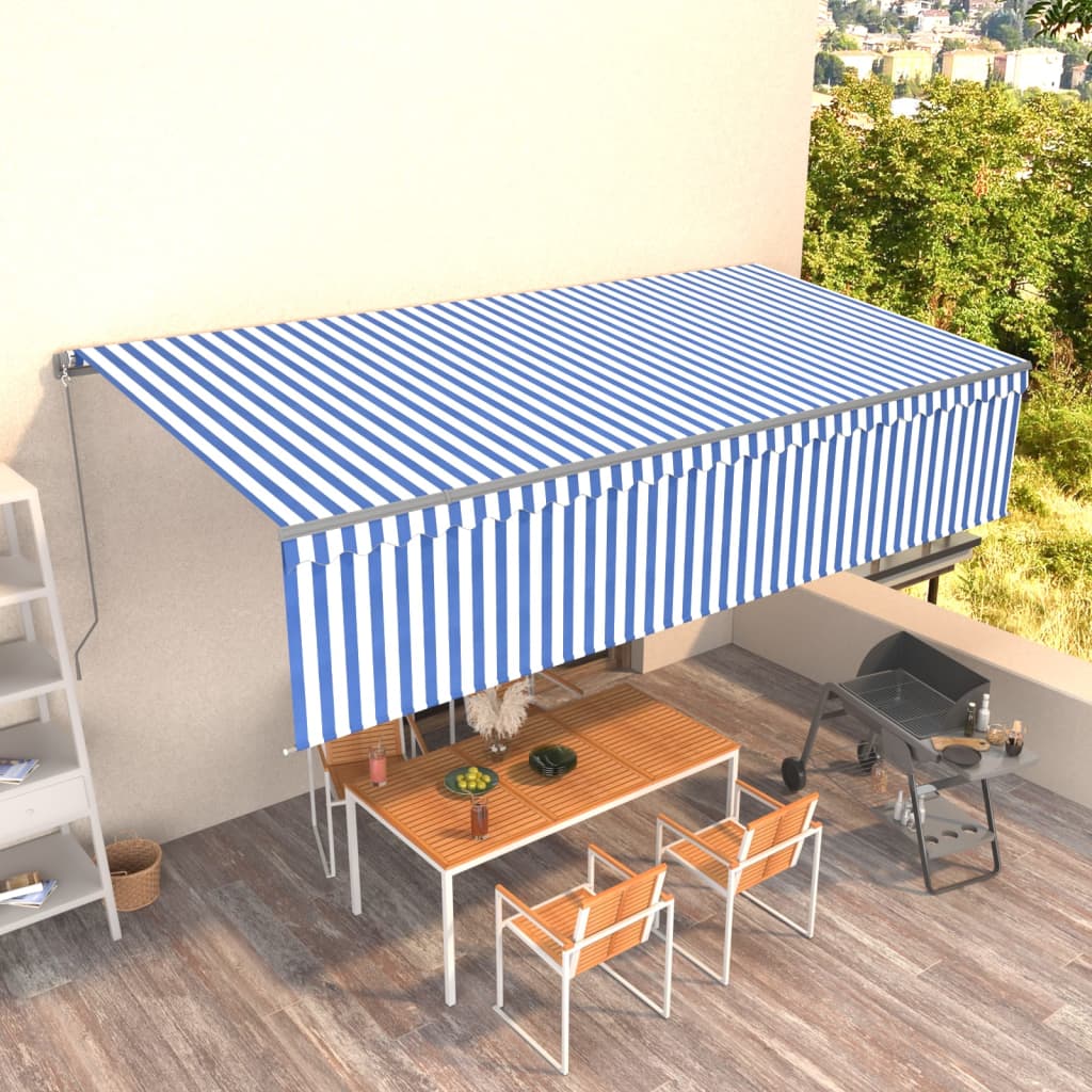 vidaXL Ručne zaťahovacia markíza s tienidlom 6x3m modro-biela