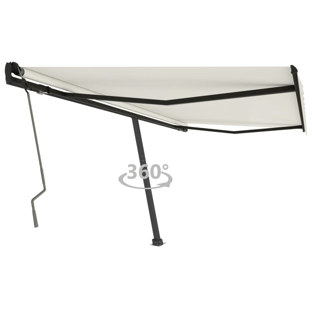 vidaXL Samostatne stojaca ručne zaťahovacia markíza 450x350 cm krémová