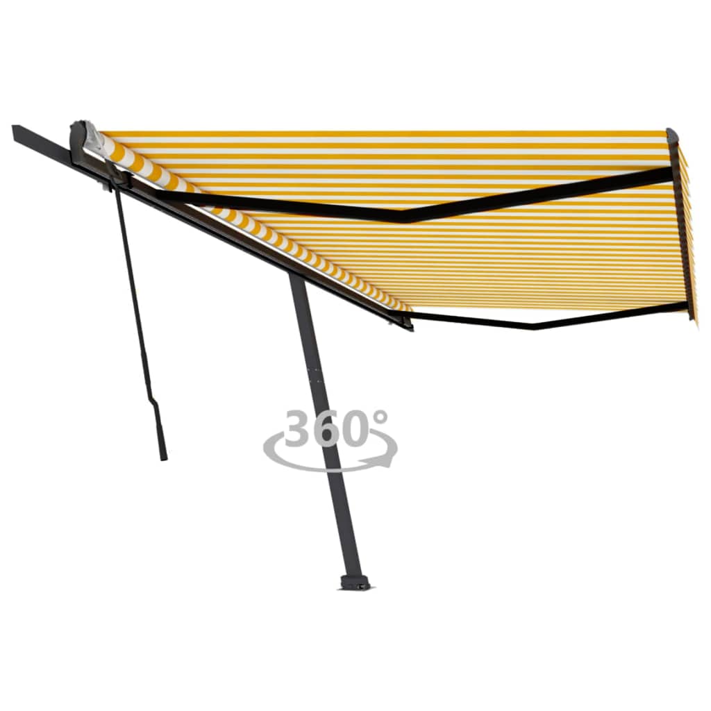 vidaXL Voľne stojaca ručne zaťahovacia markíza 500x350 cm, žlto biela