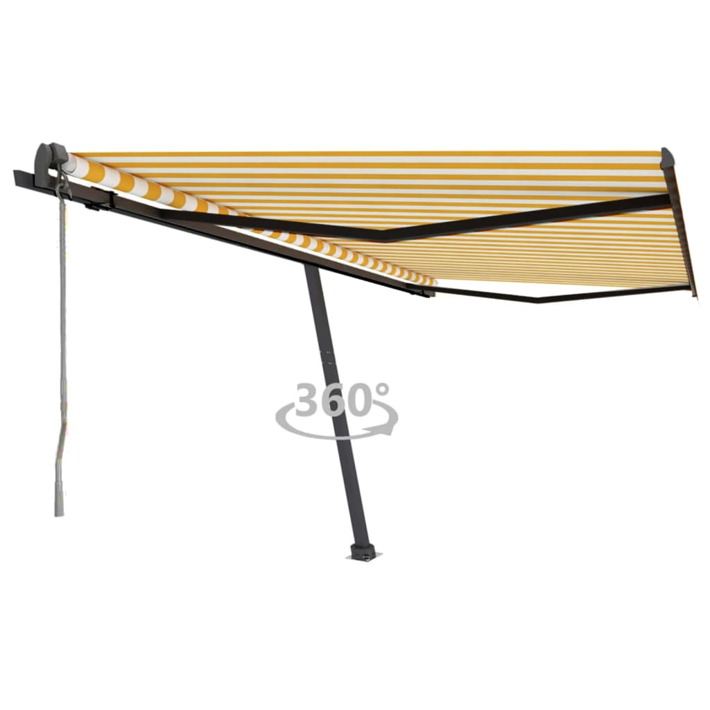 vidaXL Samostatne stojaca automatická markíza 450x350 cm žlto-biela
