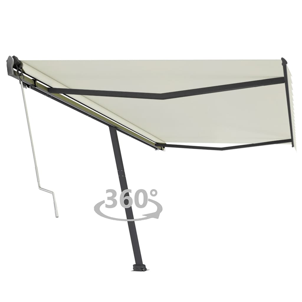 vidaXL Samostatne stojaca automatická markíza 500x350 cm krémová