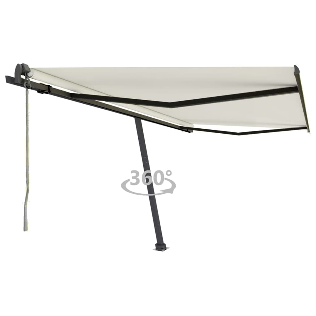 vidaXL Samostatne stojaca automatická markíza 450x350 cm krémová