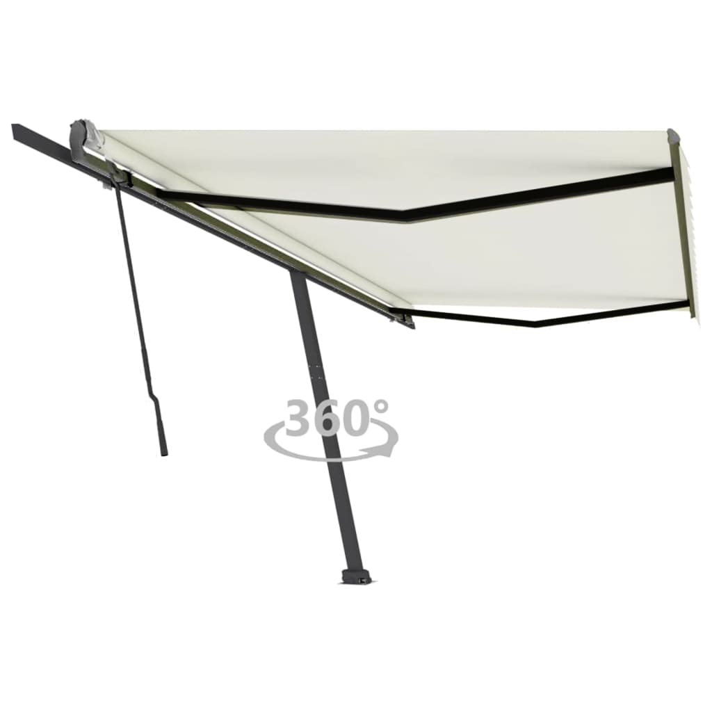 vidaXL Samostatne stojaca ručne zaťahovacia markíza 500x350 cm krémová