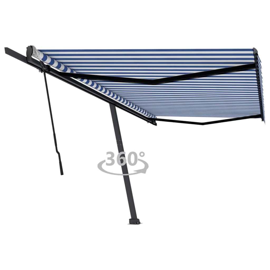 vidaXL Voľne stojaca ručne zaťahovacia markíza 500x350 cm, modro biela