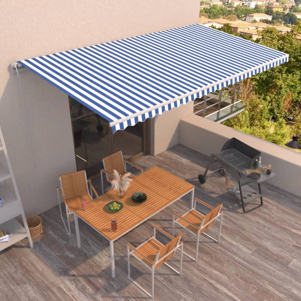 vidaXL Automaticky zaťahovacia markíza 600x350 cm modrá a biela