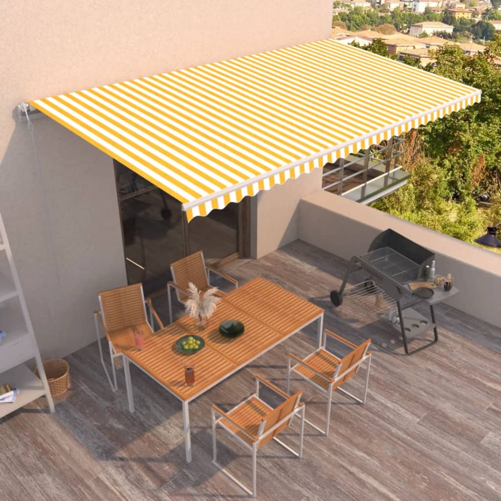 vidaXL Automaticky zaťahovacia markíza 600x350 cm žltá a biela