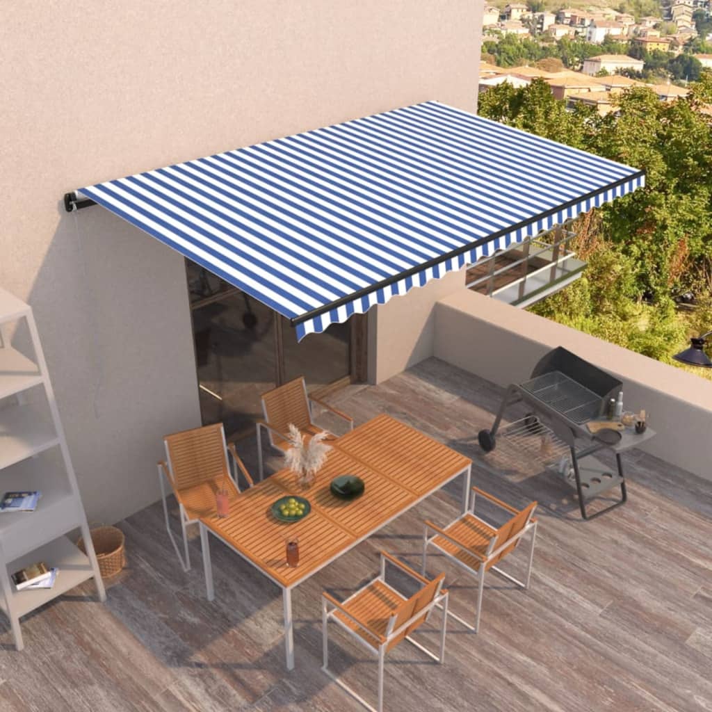 vidaXL Automaticky zaťahovacia markíza 500x350 cm modro-biela