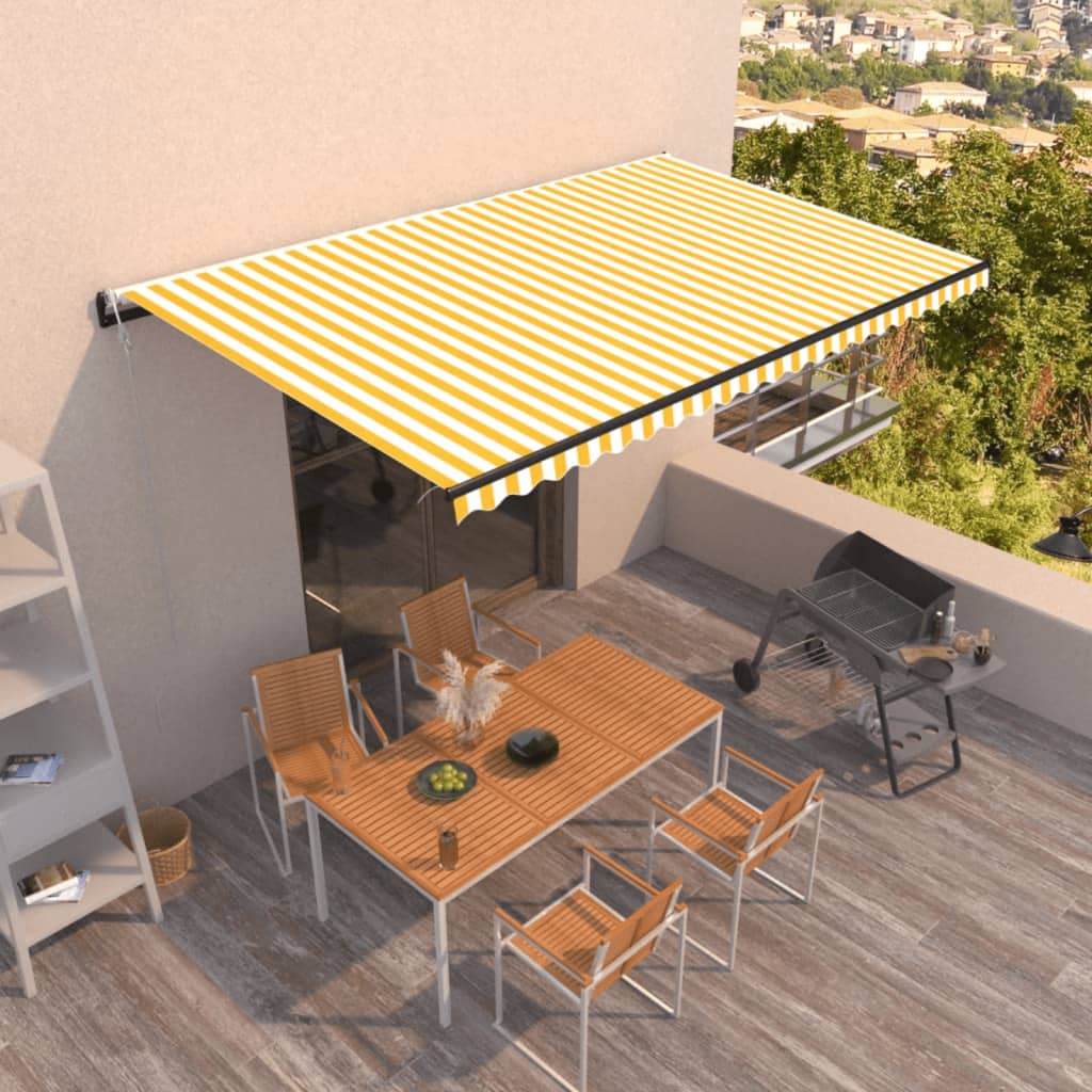 vidaXL Automaticky zaťahovacia markíza 500x350 cm žltá a biela