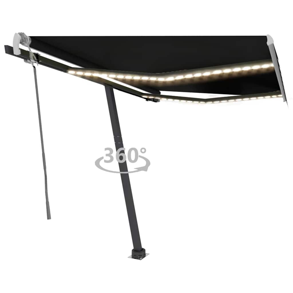 vidaXL Ručne zaťahovacia markíza s LED 300x250 cm antracitová