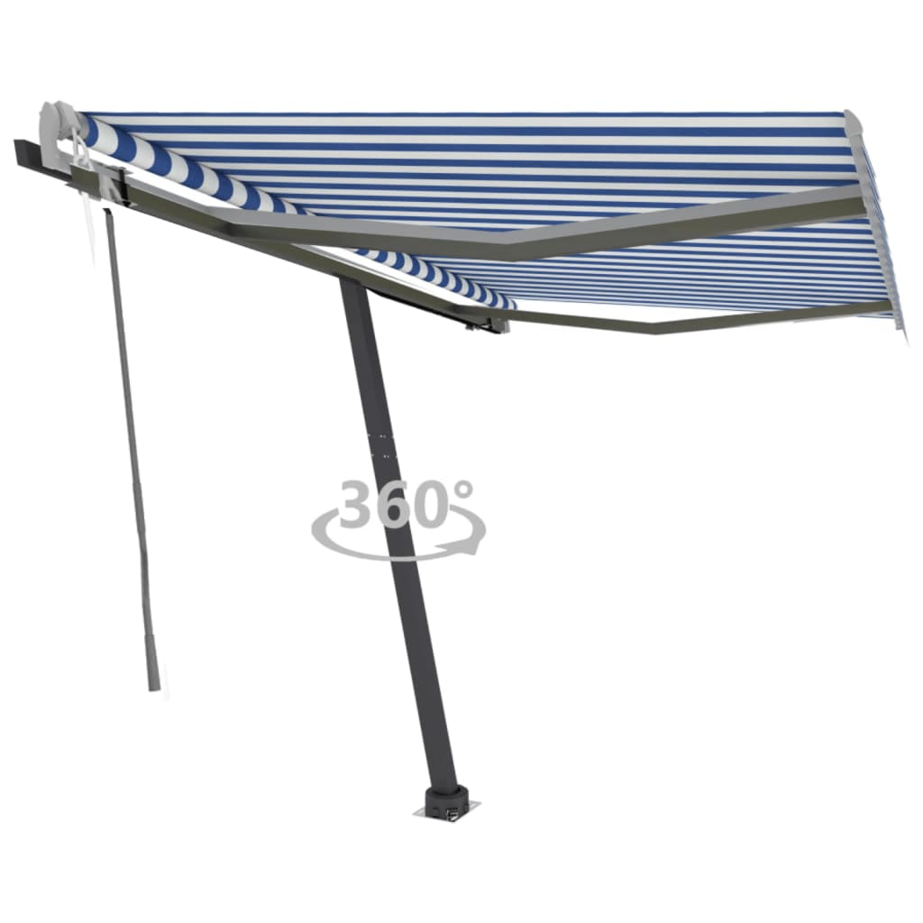 vidaXL Samostatne stojaca automatická markíza 300x250 cm modro-biela