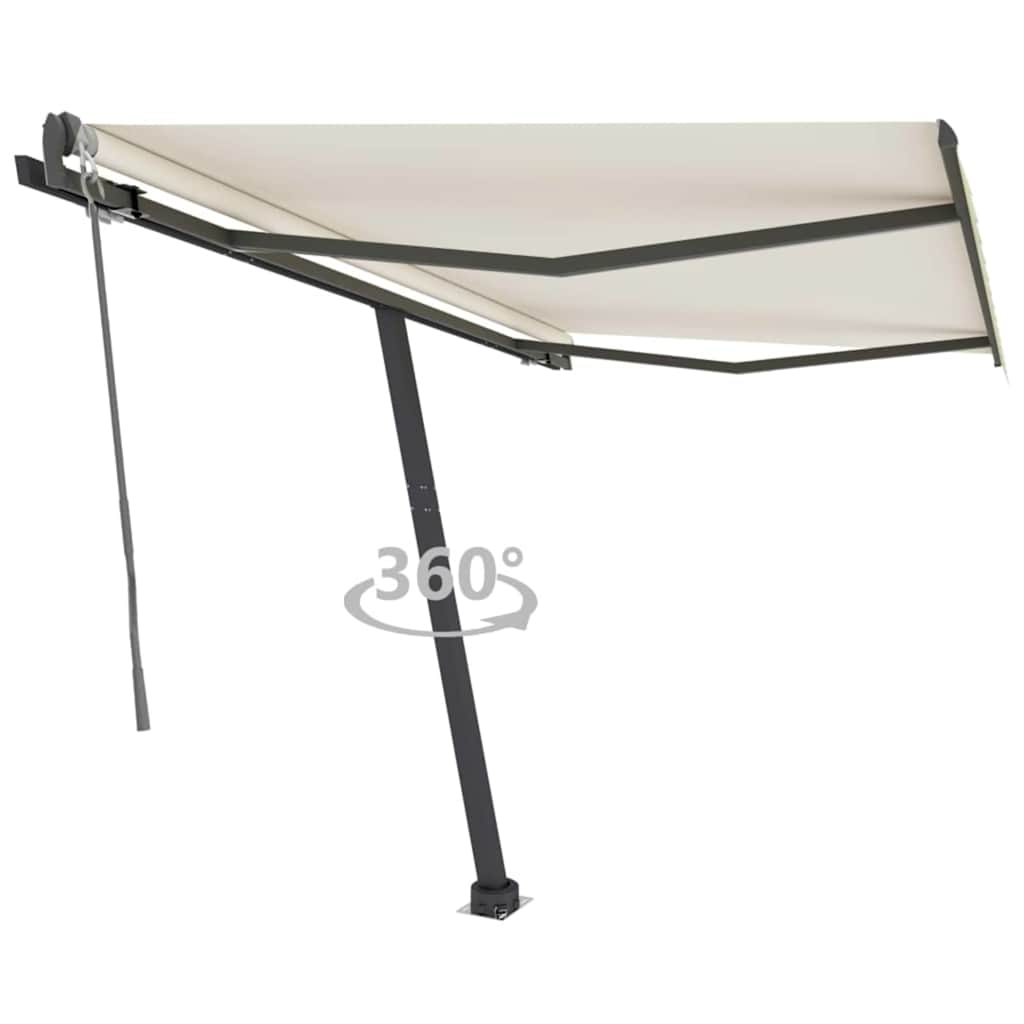 vidaXL Samostatne stojaca automatická markíza 300x250 cm krémová