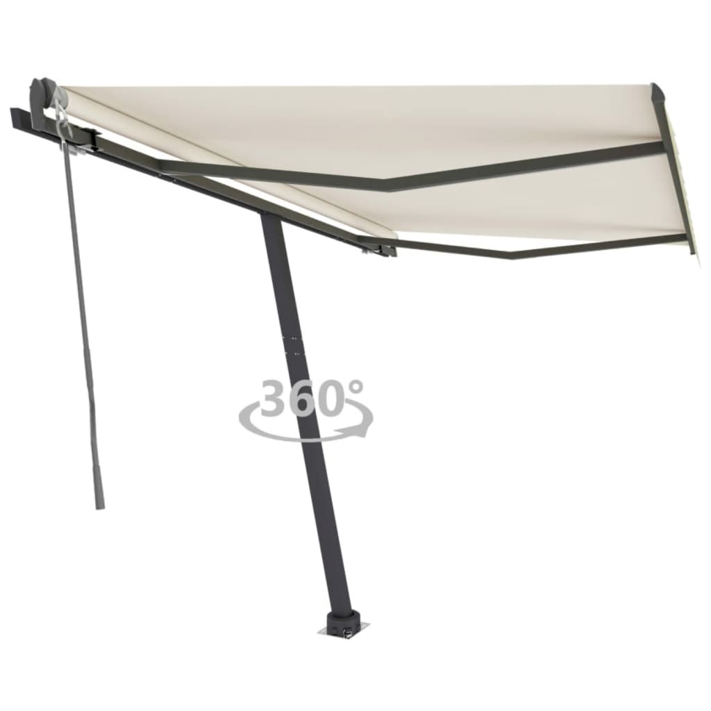 vidaXL Samostatne stojaca automatická markíza 350x250 cm krémová