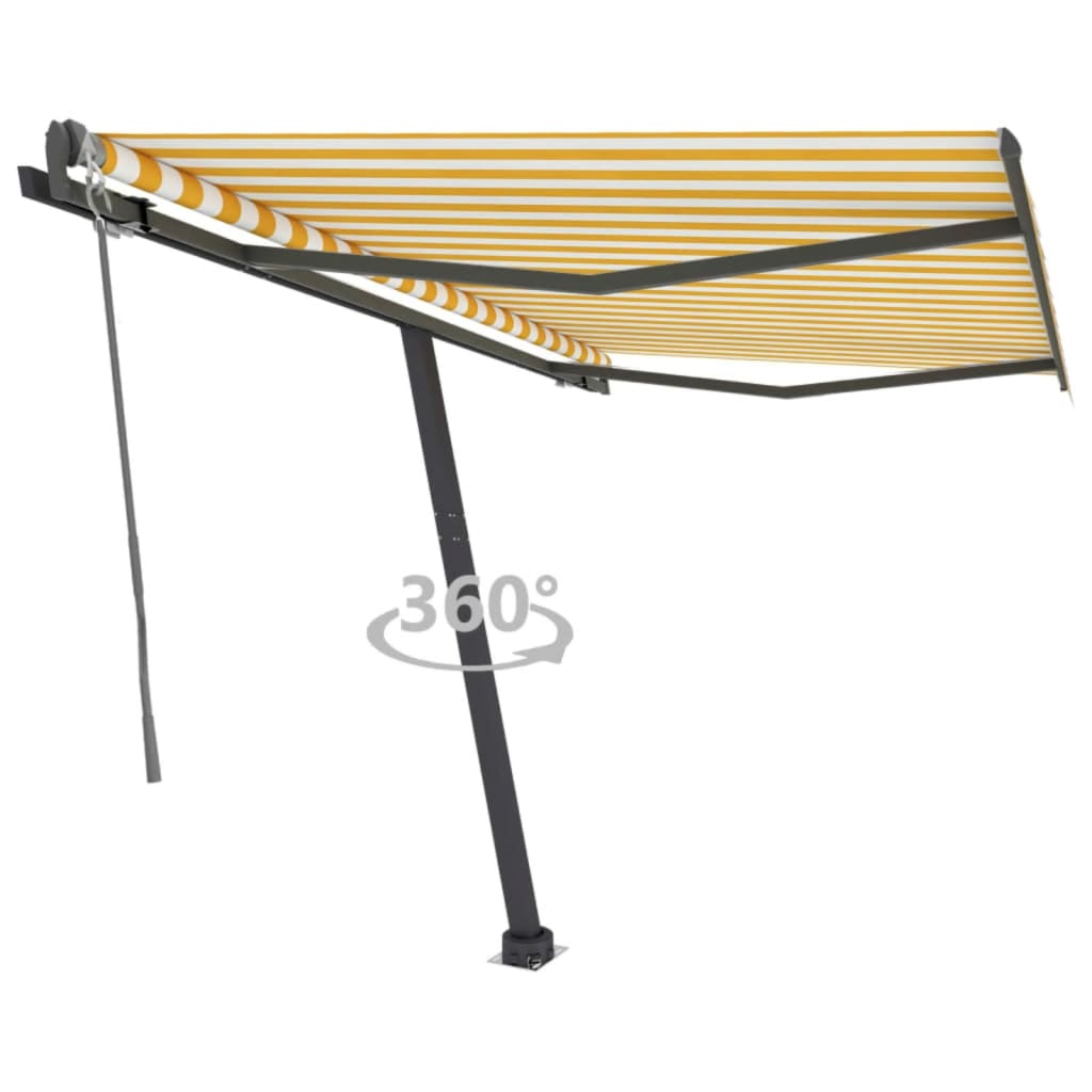 vidaXL Samostatne stojaca automatická markíza 350x250 cm žlto-biela