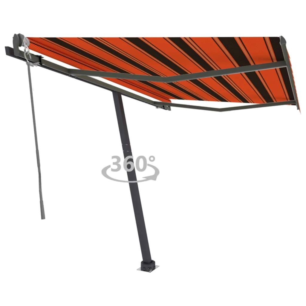 vidaXL Samostatne stojaca automatická markíza 350x250cm oranžovo-hnedá