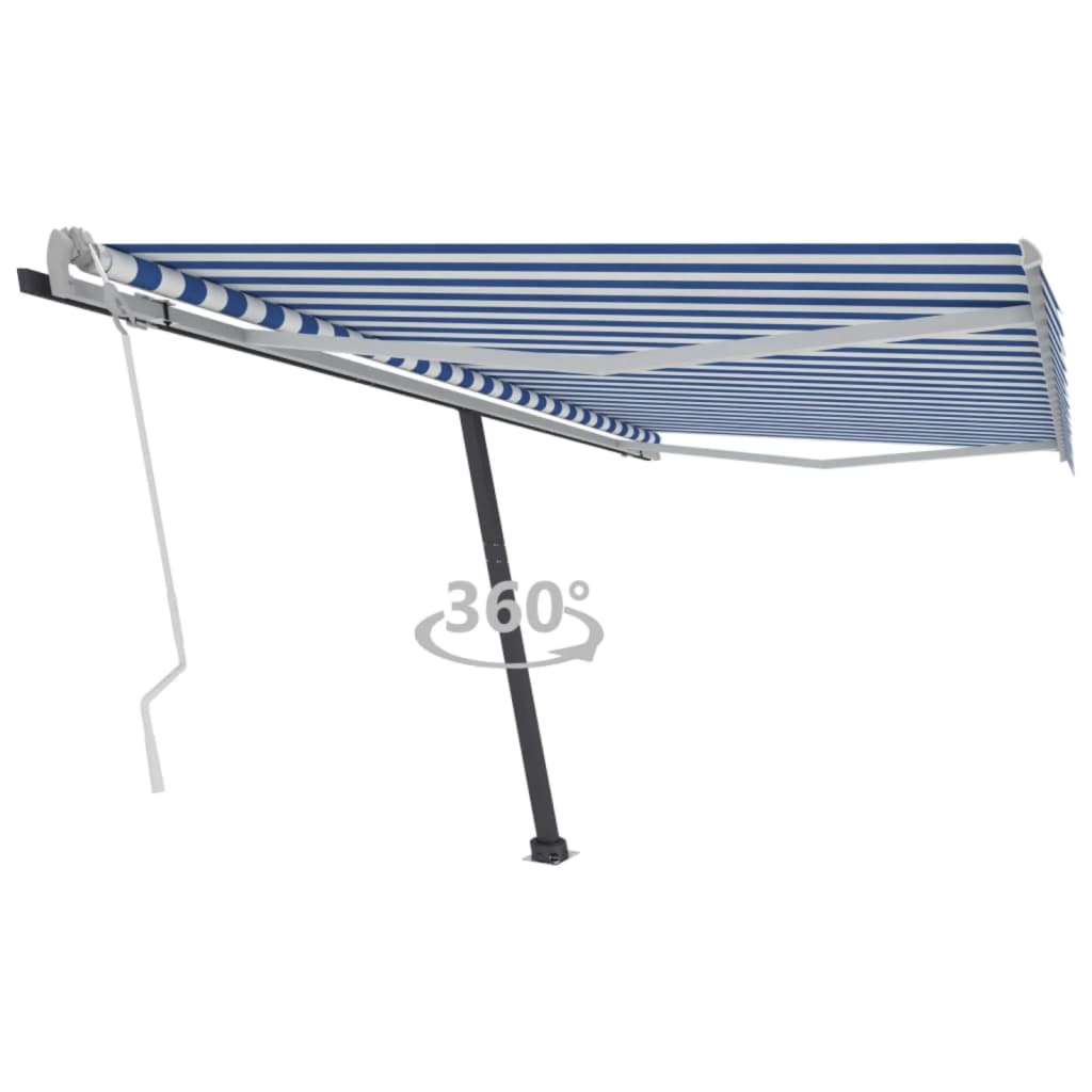 vidaXL Voľne stojaca ručne zaťahovacia markíza 400x300 cm, modro biela