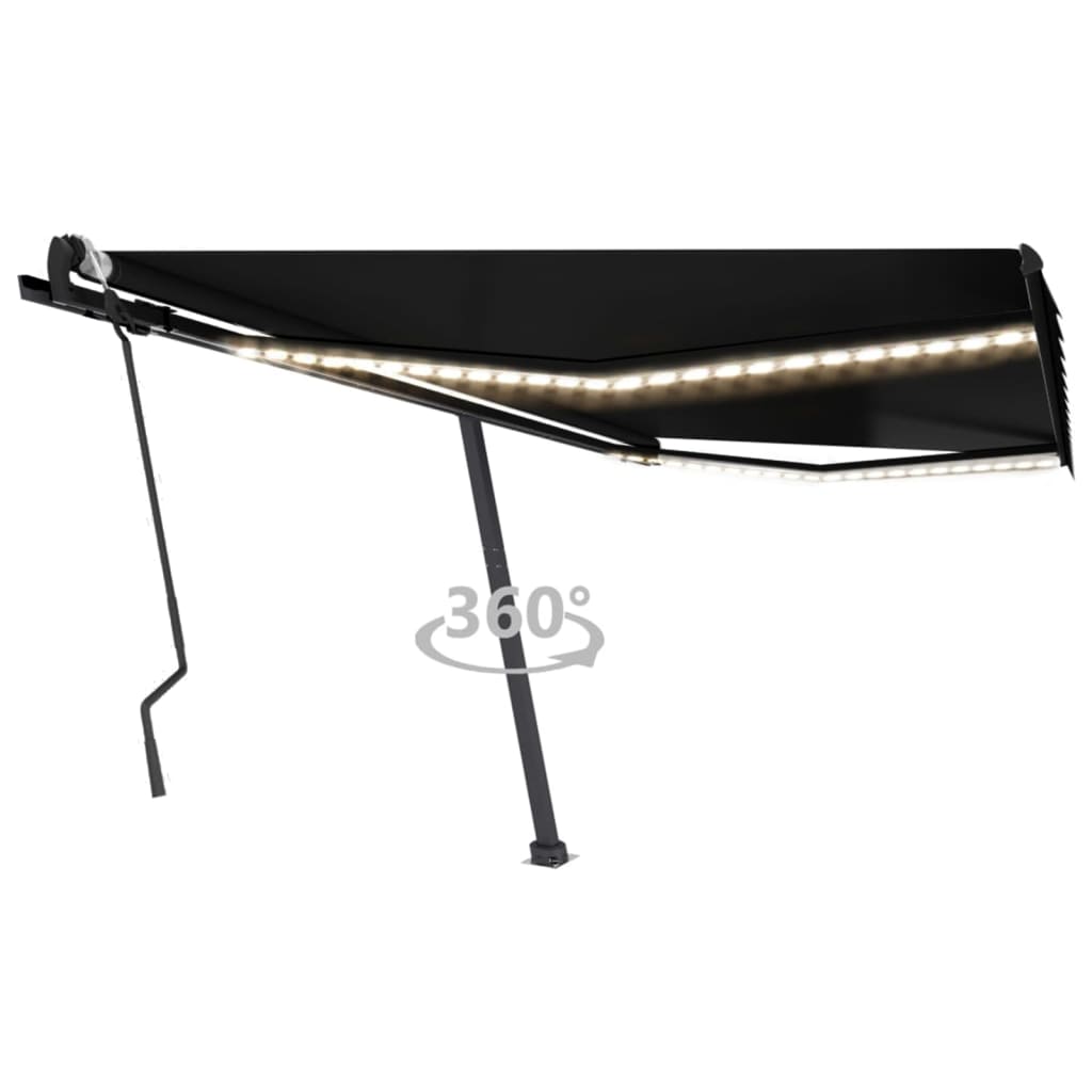 vidaXL Ručne zaťahovacia markíza s LED 400x300 cm antracitová