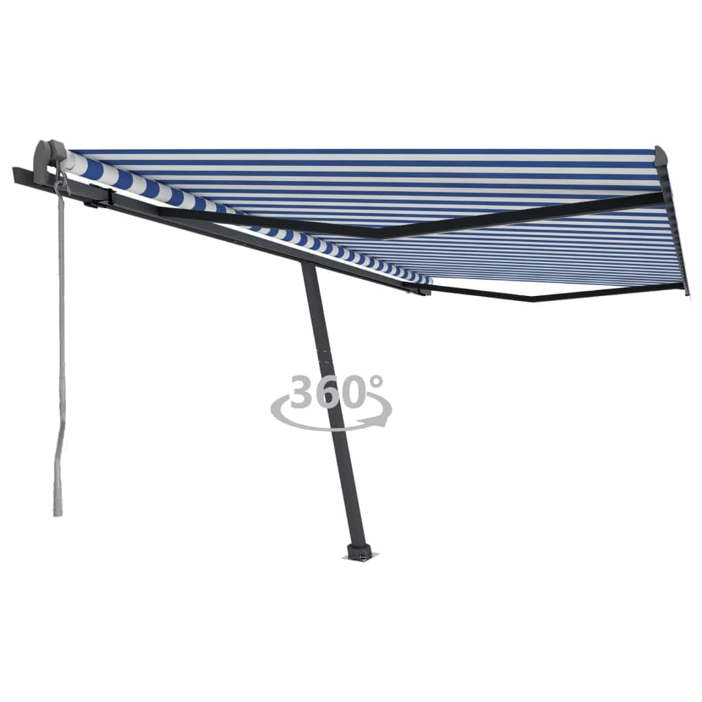 vidaXL Samostatne stojaca automatická markíza 400x300 cm modro-biela