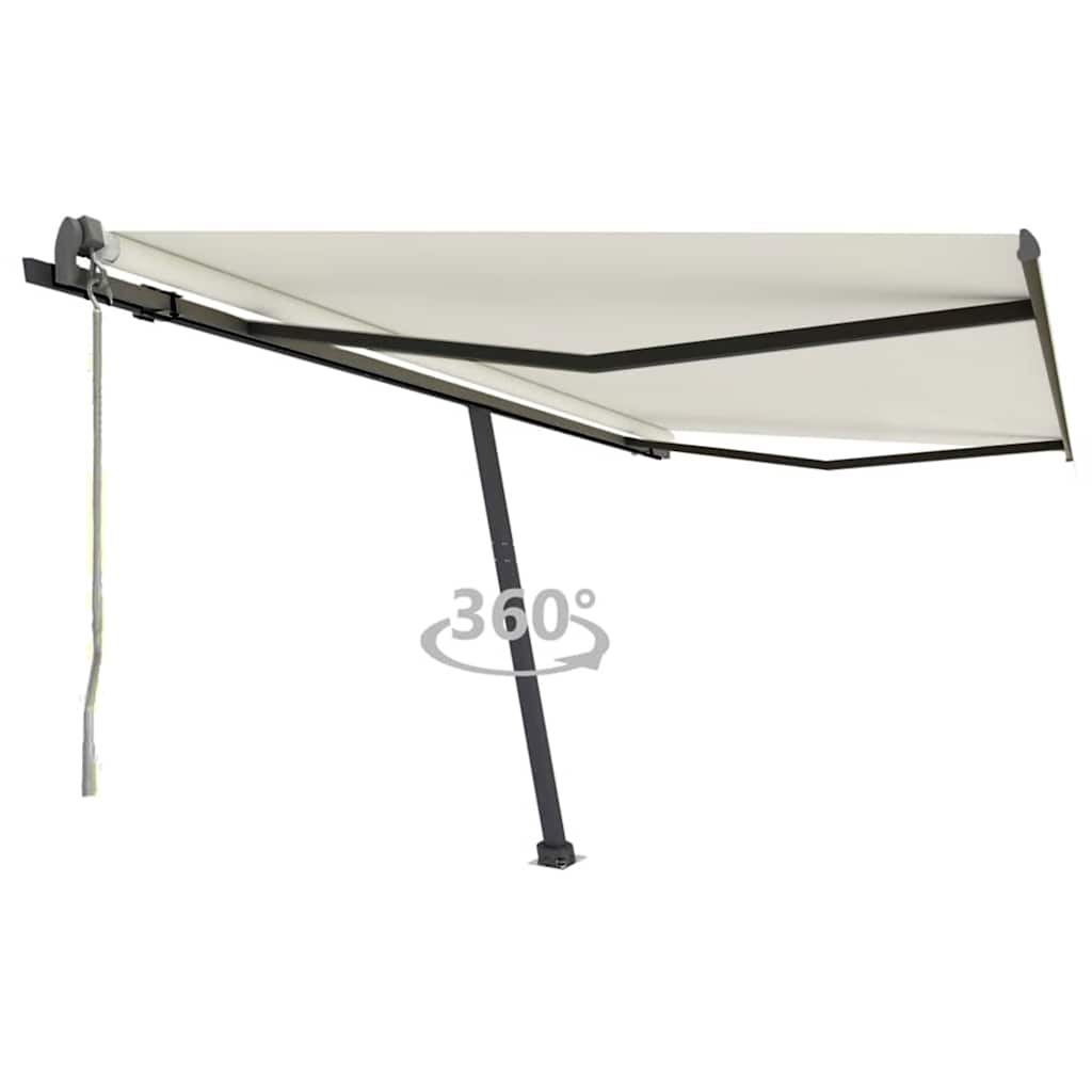 vidaXL Samostatne stojaca automatická markíza 400x300 cm krémová