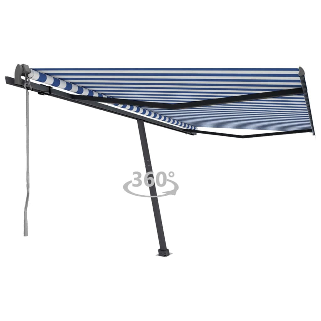 vidaXL Samostatne stojaca automatická markíza 400x350 cm modro-biela