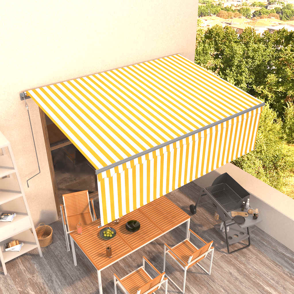 vidaXL Automatická markíza s tienidlom 4x3m žlto-biela