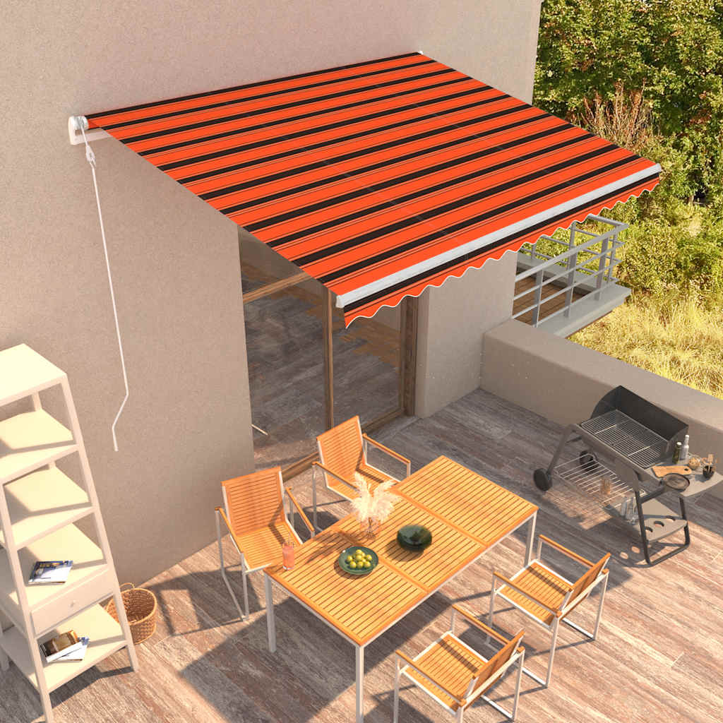 vidaXL Automatická zaťahovacia markíza 400x300 cm oranžová a hnedá