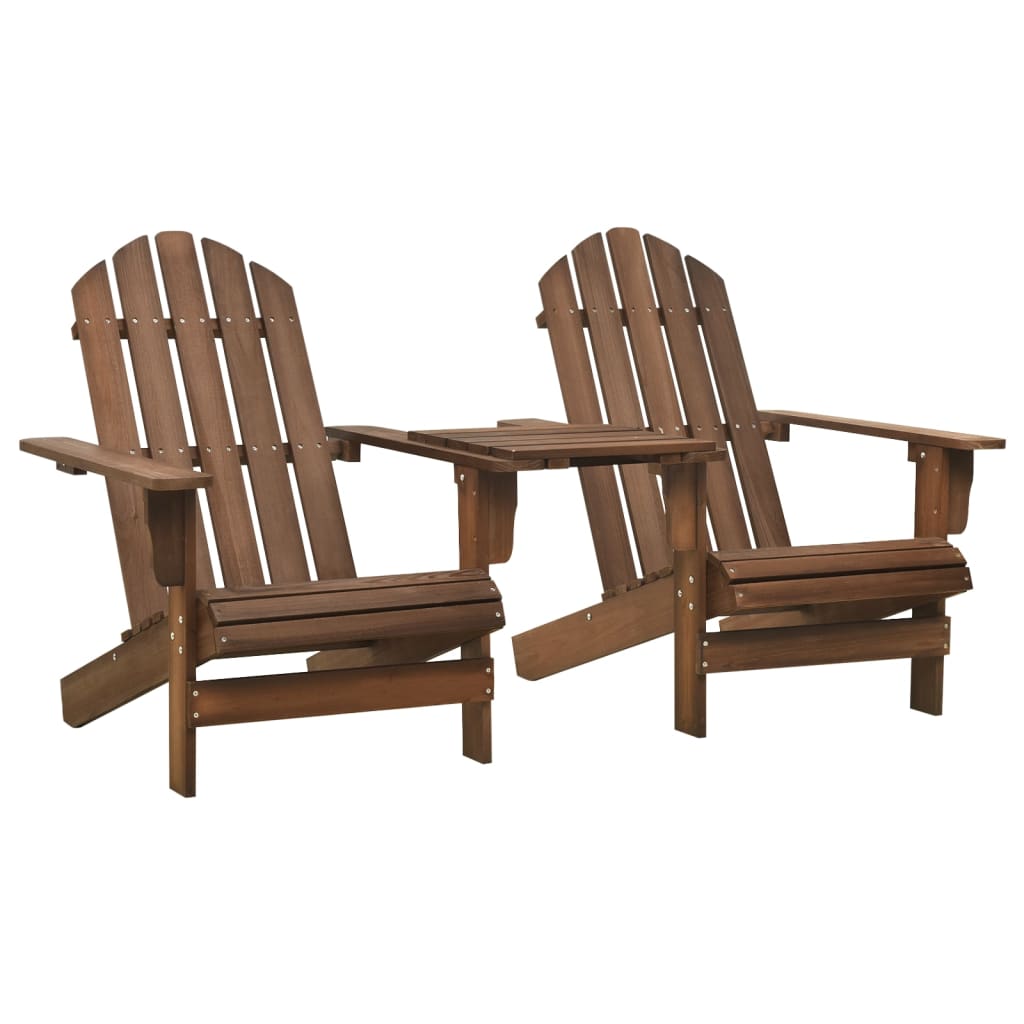 vidaXL Záhradné stoličky Adirondack+stolík, jedľový masív, hnedé