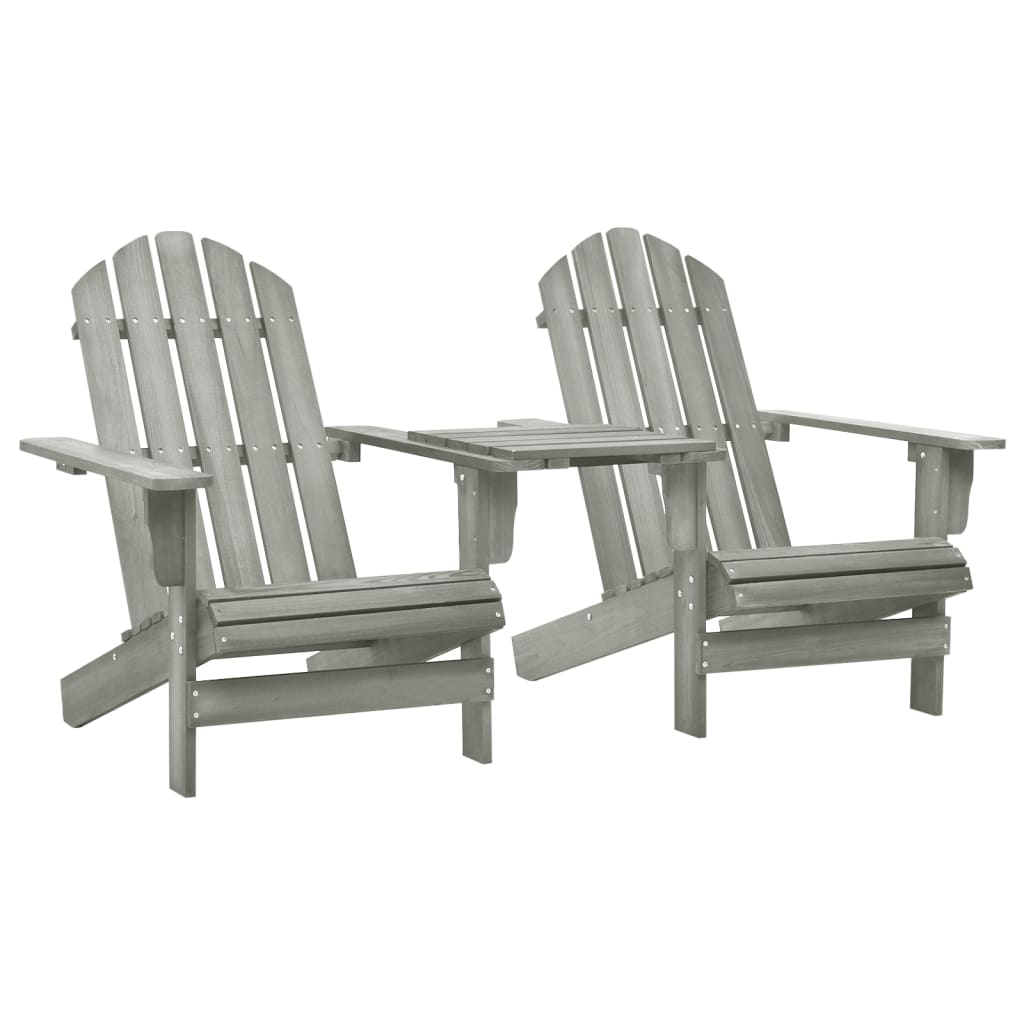 vidaXL Záhradné stoličky Adirondack+stolík, jedľový masív, sivé