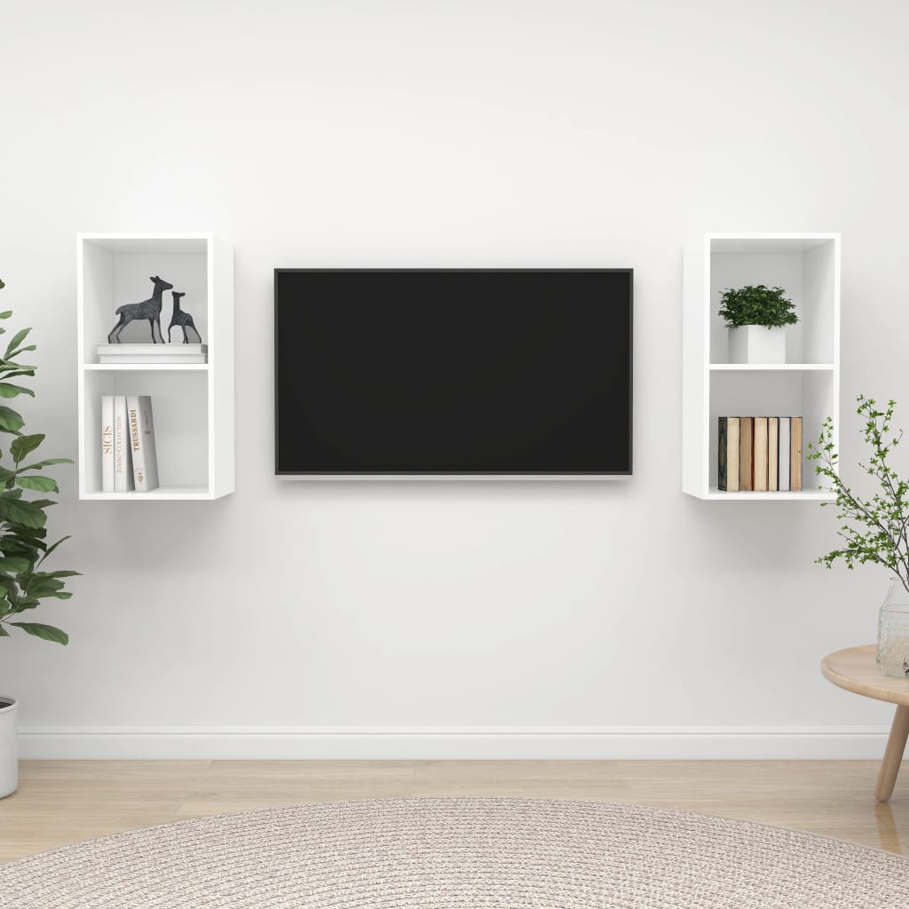 vidaXL Nástenné TV skrinky 2 ks, biele, kompozitné drevo