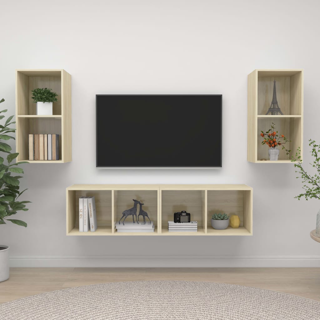 vidaXL Nástenné TV skrinky 4 ks, dub sonoma, kompozitné drevo