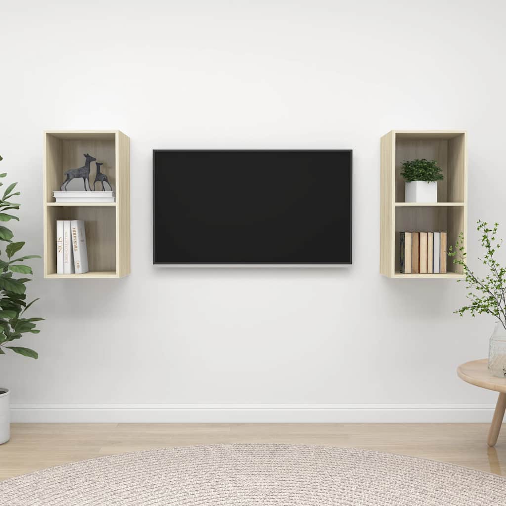 vidaXL Nástenné TV skrinky 2 ks, dub sonoma, kompozitné drevo