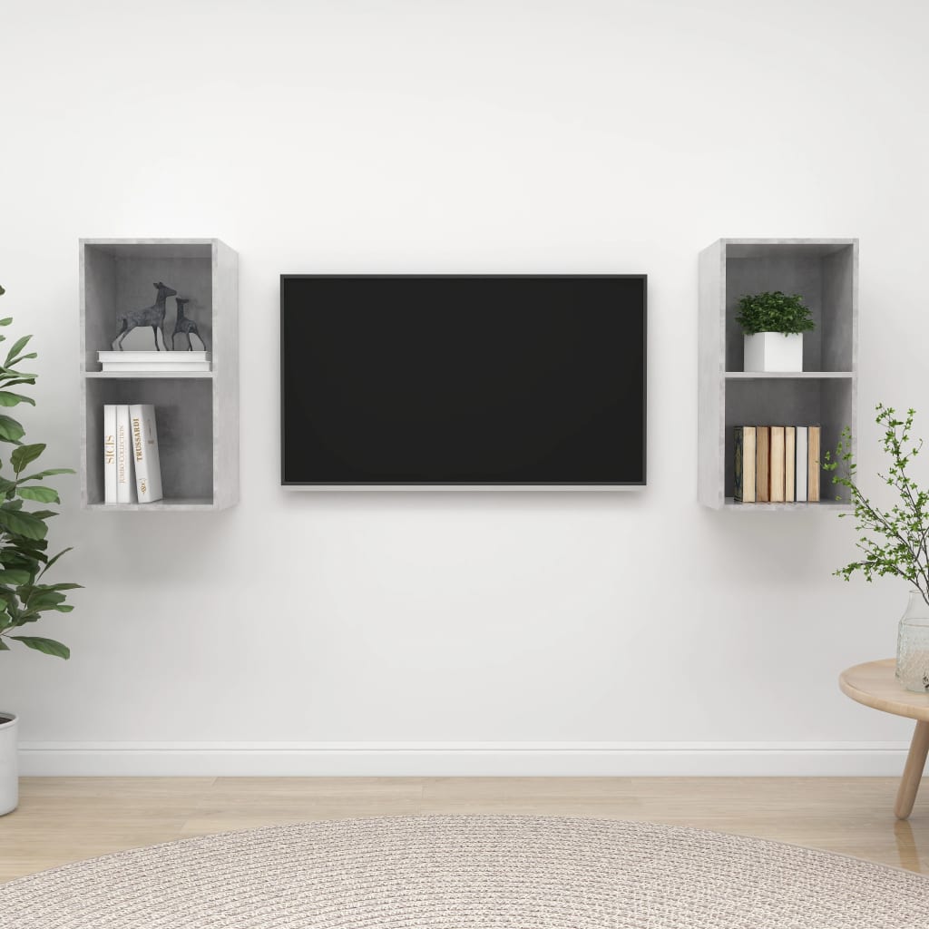 vidaXL Nástenné TV skrinky 2 ks, betónovo sivé, kompozitné drevo