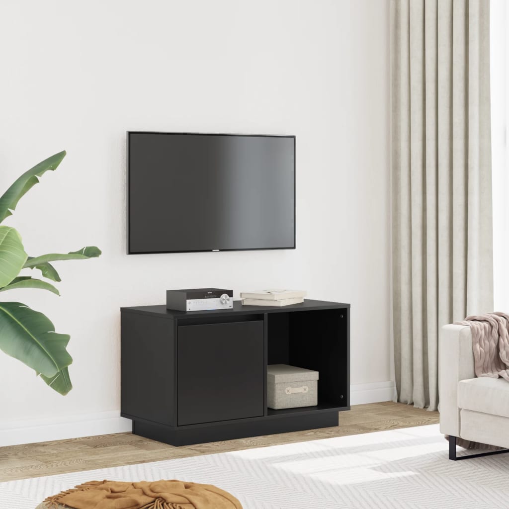 vidaXL TV skrinka čierna 74x35x44 cm masívna borovica