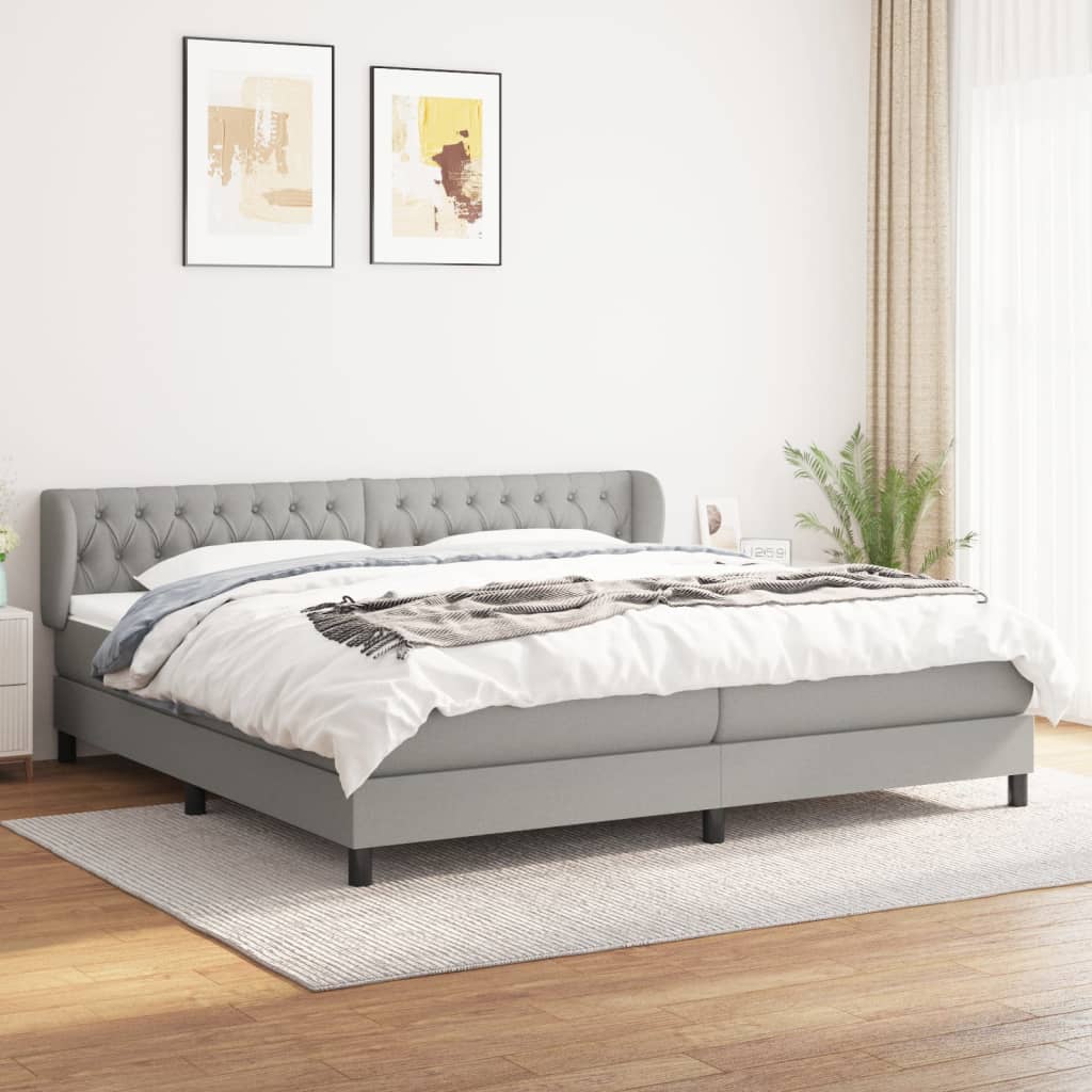 vidaXL Posteľný rám boxsping s matracom bledosivý 200x200 cm látka