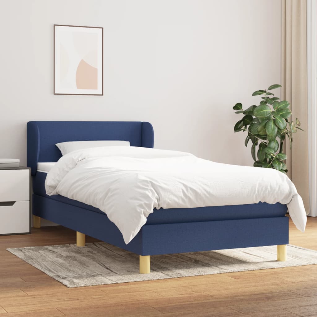 vidaXL Posteľný rám boxsping s matracom modrý 80x200 cm látka