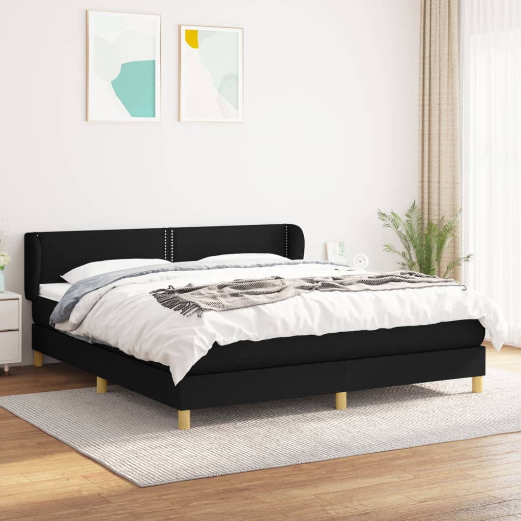 vidaXL Posteľný rám boxspring s matracom čierny 180x200 cm látka
