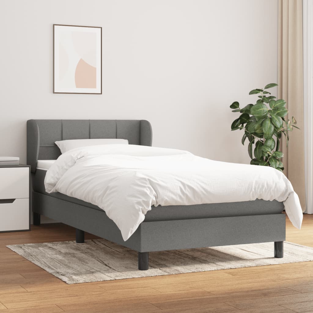 vidaXL Posteľný rám boxsping s matracom tmavosivý 80x200 cm látka