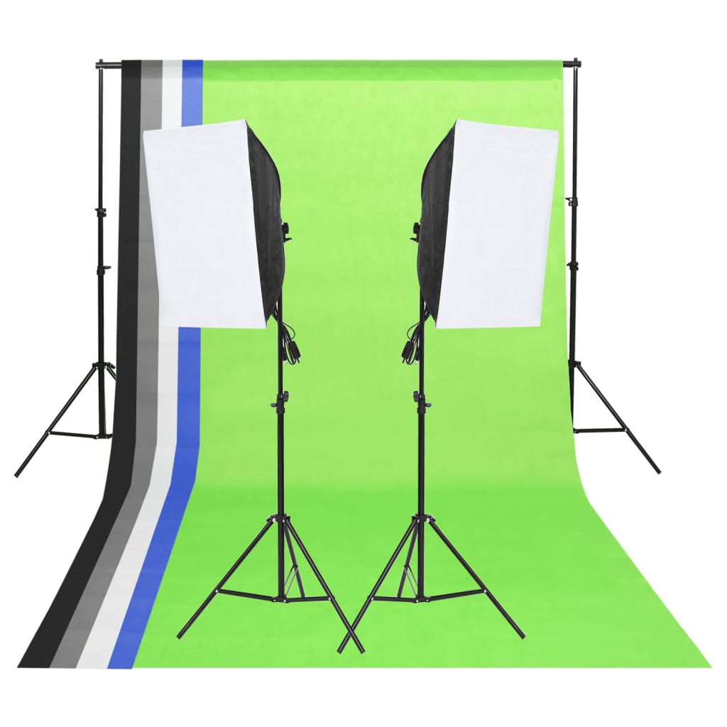 vidaXL Sada osvetlenia do fotoštúdia s pozadiami a softboxmi