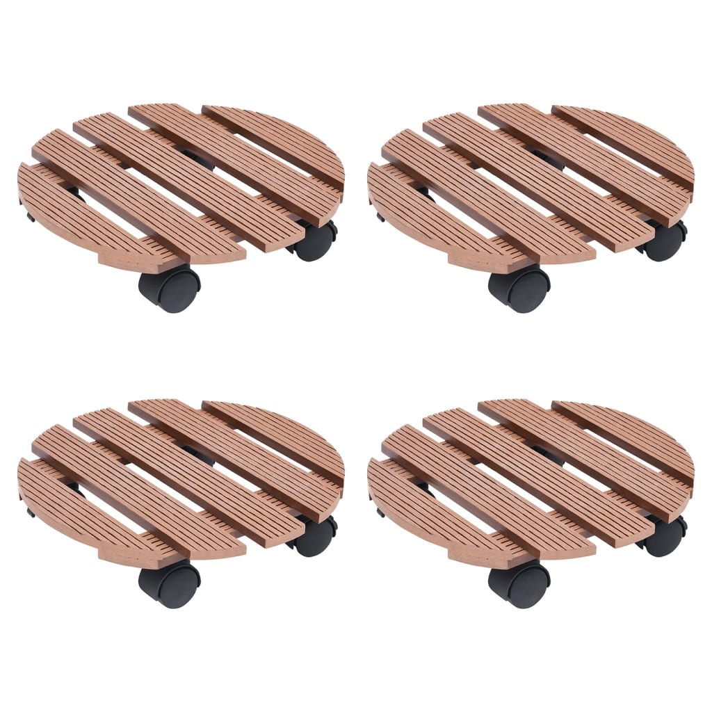 vidaXL Podstavce pod kvetináč 4 ks hnedé Ø30x7,5 cm WPC