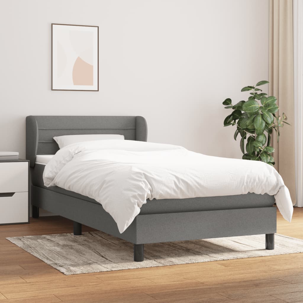 vidaXL Posteľný rám boxsping s matracom tmavosivý 80x200 cm látka