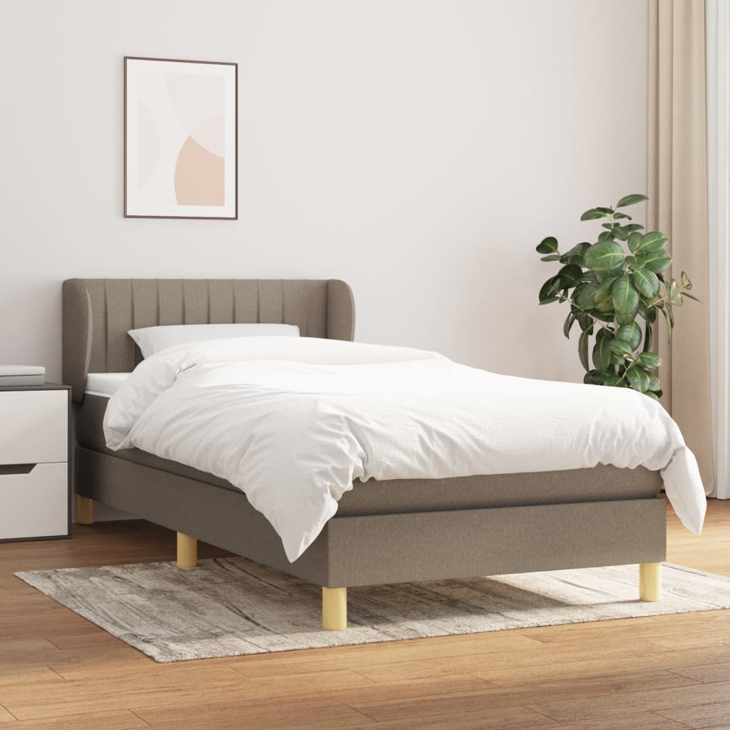 vidaXL Posteľný rám boxsping s matracom sivohnedý 90x200 cm látka