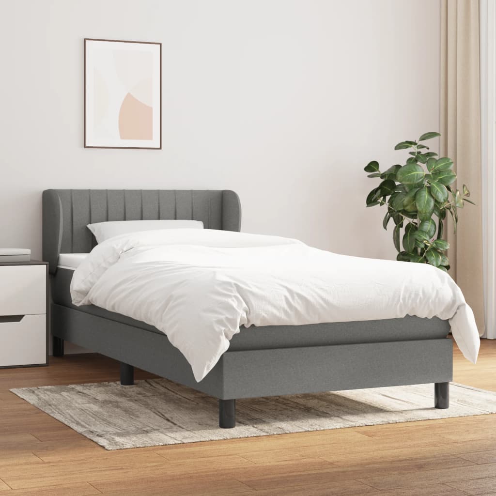 vidaXL Posteľný rám boxsping s matracom tmavosivý 80x200 cm látka