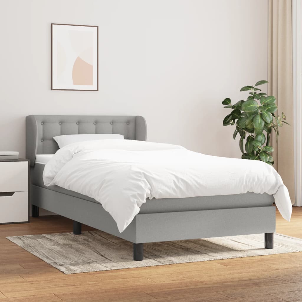 vidaXL Posteľný rám boxsping s matracom bledosivý 90x190 cm látka