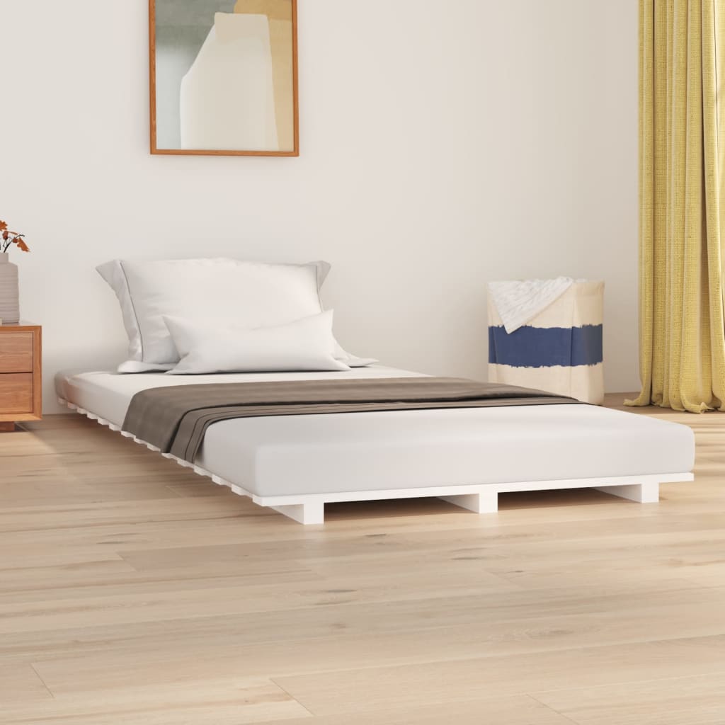 vidaXL Posteľný rám biely 100x200 cm borovicový masív