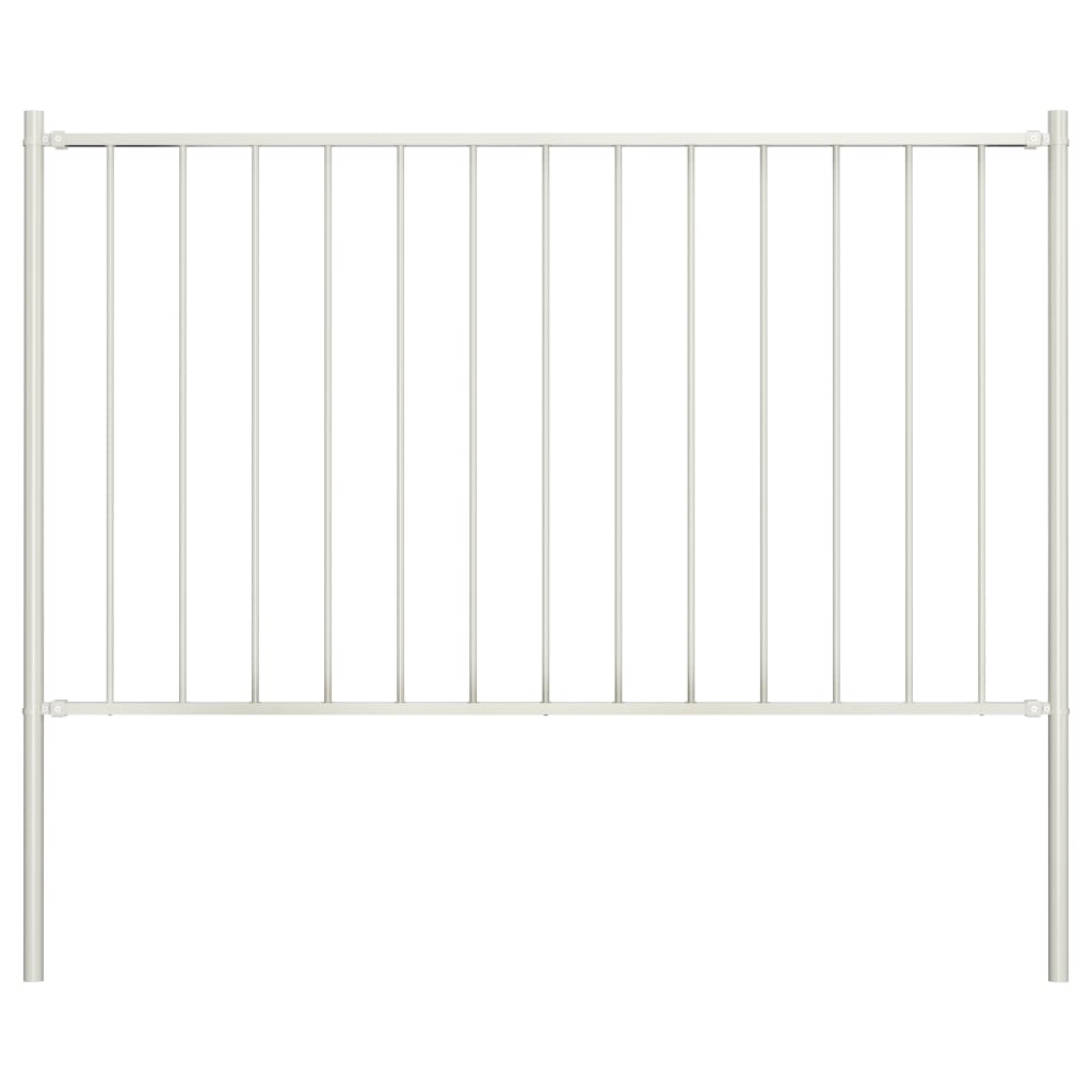 vidaXL Plotový panel so stĺpikmi, práškovaná oceľ 1,7x1 m, biely