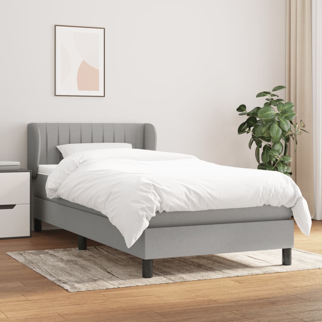 vidaXL Posteľný rám boxsping s matracom bledosivý 90x190 cm látka