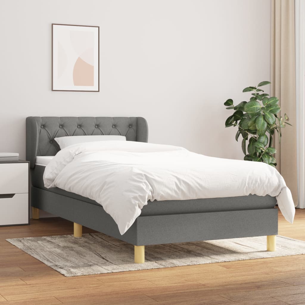vidaXL Posteľný rám boxsping s matracom tmavosivý 80x200 cm látka