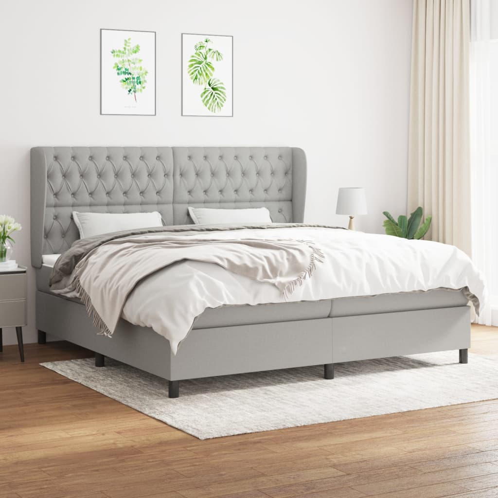 vidaXL Posteľný rám boxsping s matracom bledosivý 200x200 cm látka