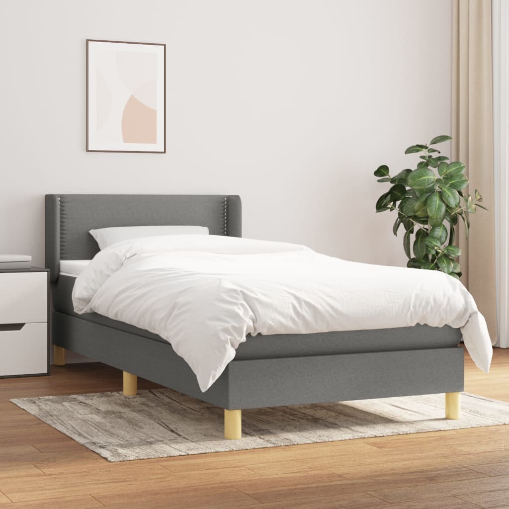 vidaXL Posteľný rám boxsping s matracom tmavosivý 80x200 cm látka