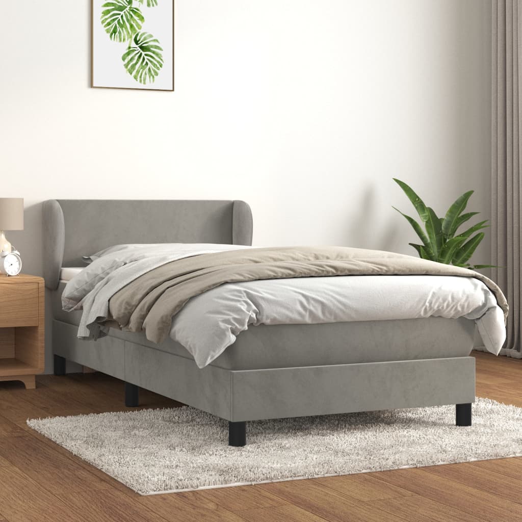 vidaXL Posteľný rám boxsping s matracom bledosivý 90x190 cm zamat