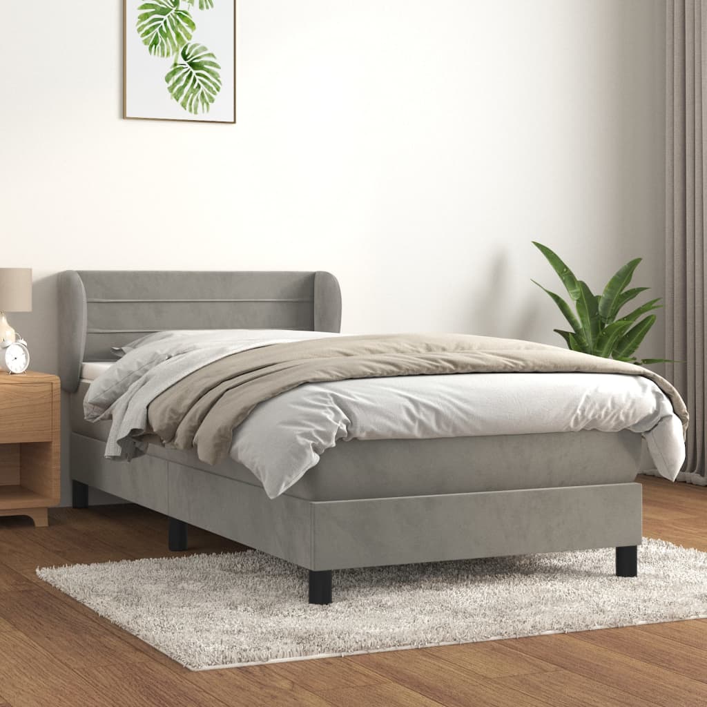 vidaXL Posteľný rám boxsping s matracom bledosivý 80x200 cm zamat